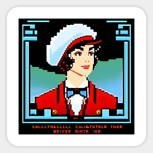 vintage pixel pretty lady Sticker